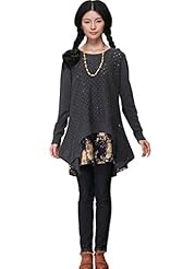 Floral Print Chiffon/Cotton/Knit Long Sleeves Sweater Winter  Dress