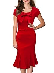 Sexy A-line Scoop Neck Summer Short Sleeves Mermaid Cotton/Spandex Fitted Lace Stretchy   Colorblocking Cocktail Knee Length Bodycon Dress/Club Dress/Evening Dress/Prom Dress/Wedding Party Dress/Midi 