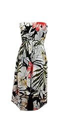 Summer Rayon Tropical Print High-Low-Hem Elasticized   Waistline  Dress