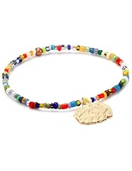 Mercedes Salazar "Milagritos" Gold-Plated Milagrito Eye with African Beaded Elastic Bracelet
