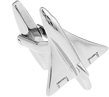 JustSong Silver France Supersonic Concorde Airplane Speed Of Sound Cufflinks