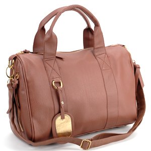 Bolsos Baratos: 2en1 Bolso de Mujer Cartera Color Marrón de Piel Cuero PU  con Bandolera y Asa Corta