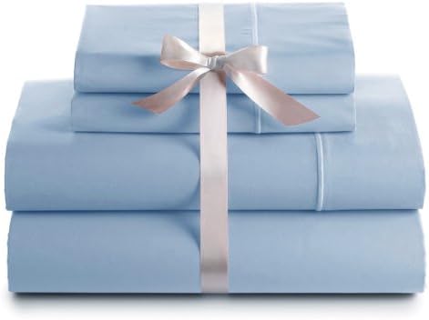 500 Thread Count 100% Egyptian Cotton Luxury Deep Pocket Sheet Set (Queen, Baby Blue)