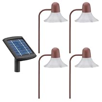 Malibu Solar Two White LED Metal Walk Light 4-Pack with Remote Panel, Rustic Brick, #LZ31RP4