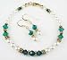 Damali 14K Gold Crystal Bracelet w/ Earrings in May Emerald Swarovski Crystal Birthstones