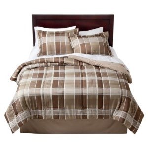 Twin Bed In A Bag Comforter Set Tan Brown Plaid Raymond J Moorete