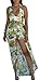 Kearia Women Summer Sexy V Neck Halter Floral Maxi Skirt Overlay Romper Playsuit