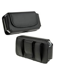 Wireless: Black Horizontal Leather Pouch For Motorola CLIQ XT/Quench MB501 Phone Case Cover with Belt Clip Magnetic Closing - LowerPriceUSA