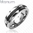 Solid Titanium with Black Chain Design Ring