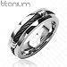 Solid Titanium with Black Chain Design Ring