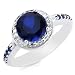 Sterling Silver Diamond & Blue Sapphire Ring Size 7