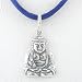 Sterling Silver Buddha Pendant on Bright Blue Satin Cord, #8657