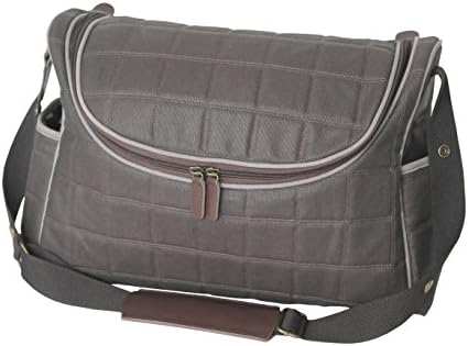 Messenger Diaper Bag, Quilted Waxed Canvas, Genuine Leather, Eco-friendly