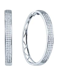 0.8 cttw 10k White Gold Bridal Hoop Earrings Diamond Bridal Hoop Earrings (Real Diamonds: 4/5 cttw)