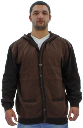 Blue Gear Men's Cardigan Hooded Sweater Brown Size M