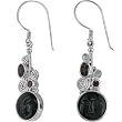 Sterling Silver Rainbow Obsidian Face Dangle Earrings by Sajen