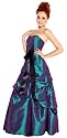 Strapless Taffeta Bridesmaid Prom Holiday Formal Gown Long Dress Junior Plus Size