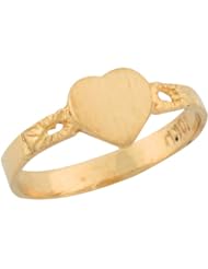 14k Yellow Gold Heart Shaped Delicate Thin Band Signet Baby Ring