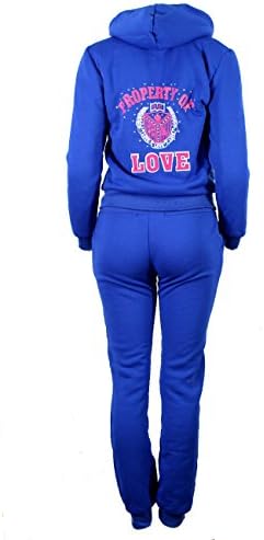 Illibox Fur Lined Property of Love 87 Womens Sweat Suite (LARGE, ROYAL BLUE)