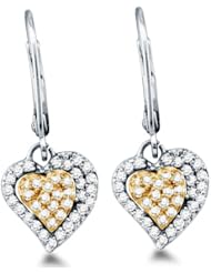 0.51 cttw. Diamond Heart Earrings 10K White Gold