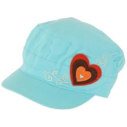 Kids 3-7 years Hearts Cotton Summer Cadet Hat Cap Turquoise Blue