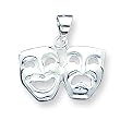 Sterling Silver Comedy/Tragedy Charm with 20 inch Sterling Silver Chain
