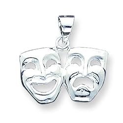 Sterling Silver Comedy/Tragedy Charm with 20 inch Sterling Silver Chain