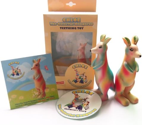 Baby Teether Chloe the Colorful Kangaroo - 100% Money Back Guaranteed - BPA and Phthalate Free - 100% Natural Hevea Rubber