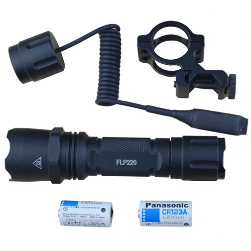  Alluminum Tactical Flash Light with 45 Degree Angle Mount Picatinny 220+ Lumens for Law Enforcement Pressure Switch included 