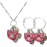Pro Specialties Oakland Raiders Breast Cancer Awareness Necklace & Earring Set