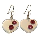 Garnet Earrings 21 Dangle Heart Glass Red Gemstone Crystal Healing 1.9
