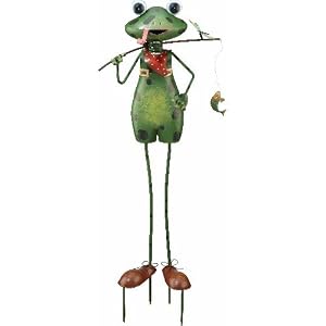 garden stake handcrafted 3d decor frog dad  31h    regal art  10010