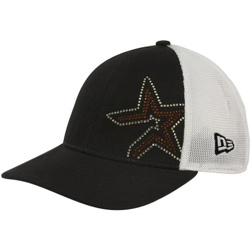 New Era Houston Astros Youth Girls Black Jersey Shimmer Mesh Back Adjustable Hat