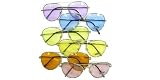 All Silver Medium Size Frame, Coloured Lens, Spring Temples Aviator Sunglasses ( 10 Colours ) - New !