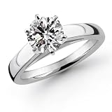 18k White Gold 1.50 Carat Round Cut Cathedral Solitaire Diamond Engagement Ring (G-H ; SI1-2)