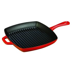 Lodge Color Enamel Cast Iron 10 inch Square Grill Pan, Island Spice Red by Lodge
