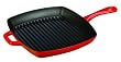 Lodge Color Enamel Cast Iron 10 inch Square Grill Pan, Island Spice Red