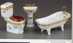 Reutter Porcelain Miniature French Rose Bathroom