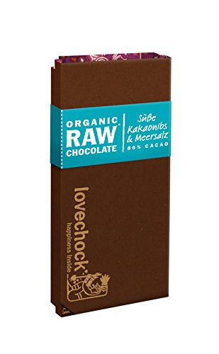 Lovechock Tafel Organic Raw Chocolate Süße Kakaonibs & Meersalz - 70 g Bio, laktosefrei, vegan