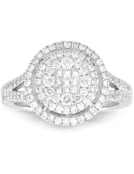 1.20ct tw Princess cut and Round Diamond Cluster ring set in 18k White Gold
