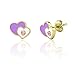 Girls Enamel Double Heart & Crystal Earrings 18kt Gold Plated Stud Earrings Fashion Jewelry for Girls