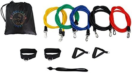 Resistance Band Set with Door Anchor, Ankle Strap, Exercise Chart, and Resistance Band Carrying Case