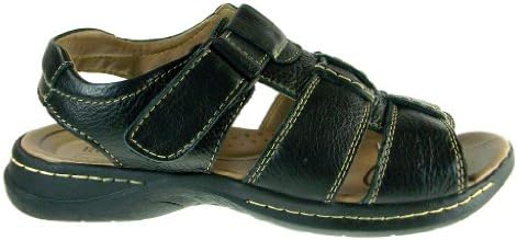 Rocus Men's P707 Leather Open Toe Sling Back Sandals, Black, 10