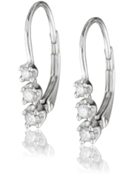 Sterling Silver and Diamond Lever-back Earrings (0.5 cttw, J-K Color, I2-I3 Clarity)