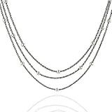 Sterling Silver Three Strand Beads Necklace 17