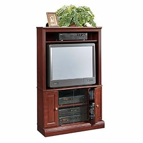 Sauder Classic Cherry-Finish Corner Entertainment Stand