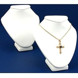 2 White Leather Necklace Busts Jewelry Displays 4.5"