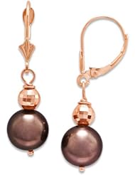 Chocolate Tahitian Pearl Earrings in 14K Rose Gold (9-10mm)