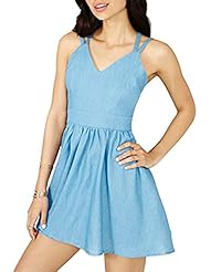 A-line Backless Sleeveless Denim Party Dress 