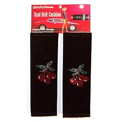 Sweet Wild Cherry Pair Shoulder Seat Belt Pad Crystals Studded Rhinestone Car Truck SUV
